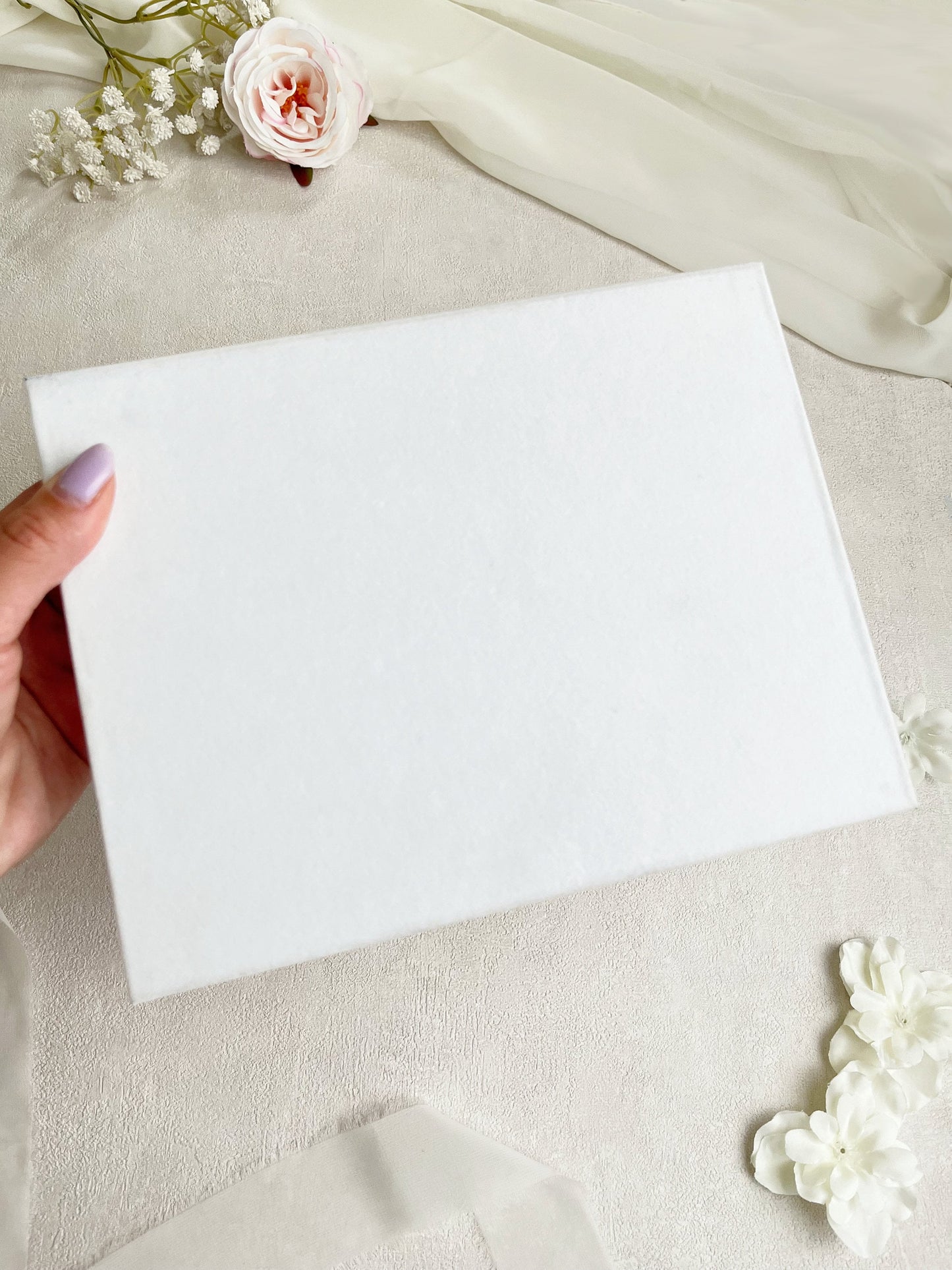 White Velvet Box, Luxurious Wedding Invitation, Gold Foiling Monogram, Personalized Keepsake Box, DIY Invitation