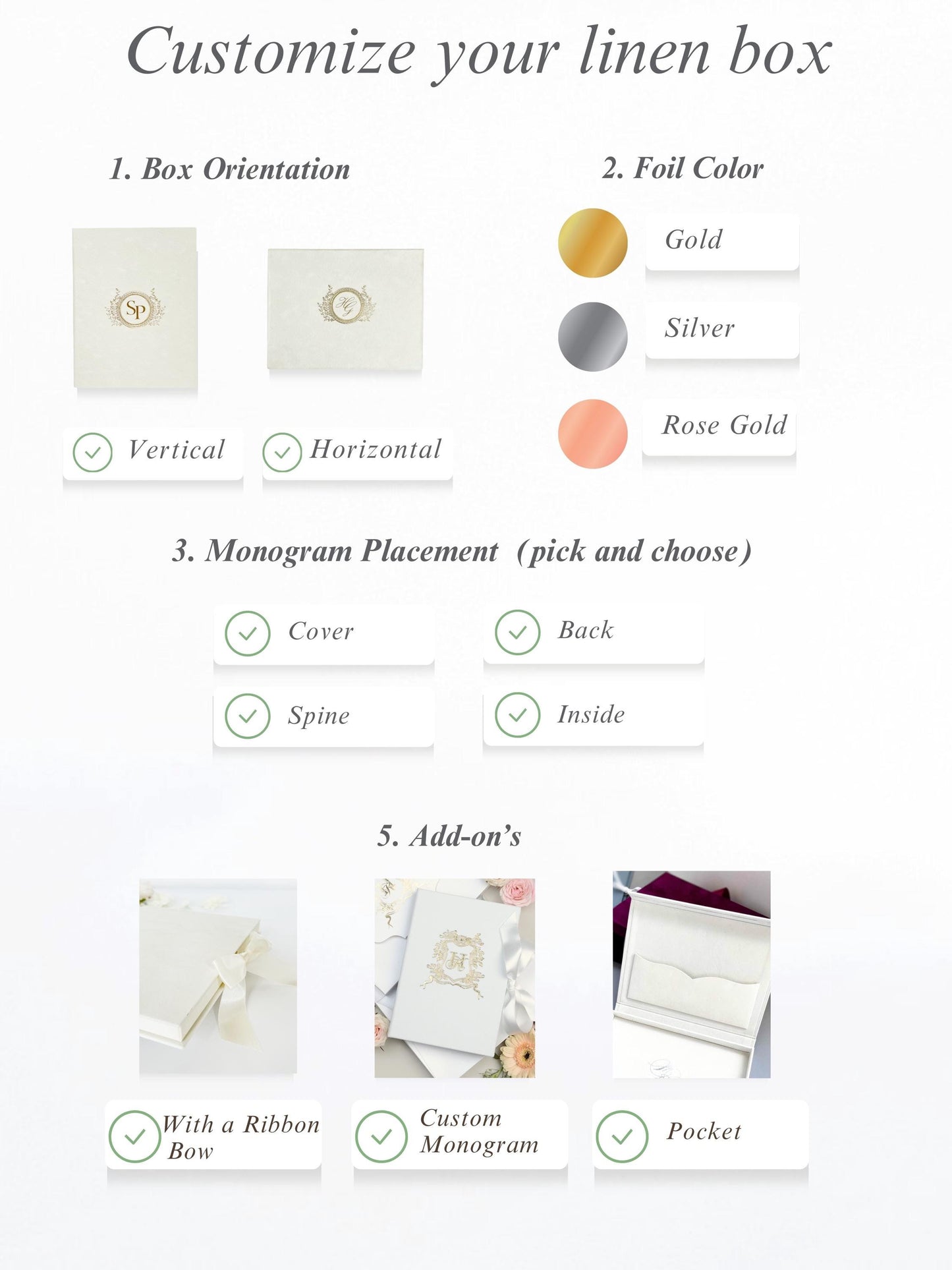 Luxurious Canvas Box for 5x7 Wedding Invitation, Personalized Keepsake Box With Your Initials Embossed in Gold Foil on the Cover, Linen